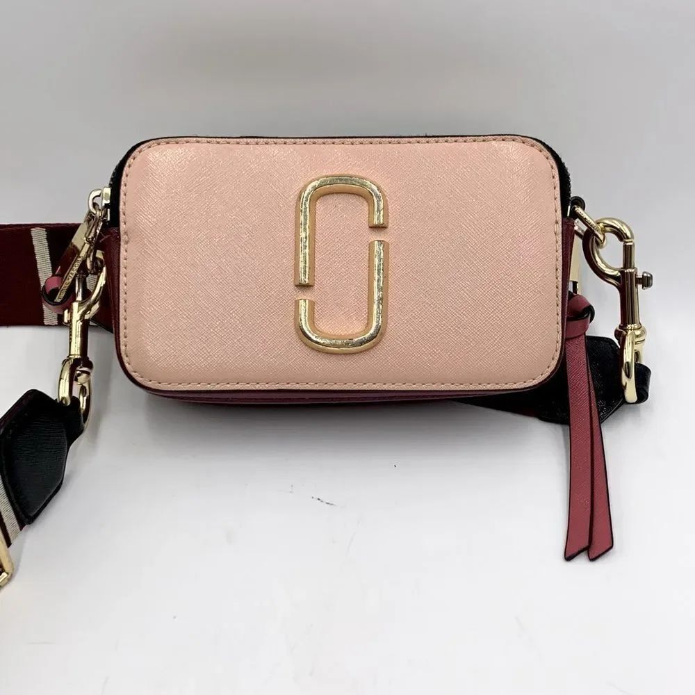 Auth Marc Jacobs Pink Beige Snapshot Crossbody Camera Bag Preloved Very Good